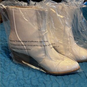 Brand New White Leather boots